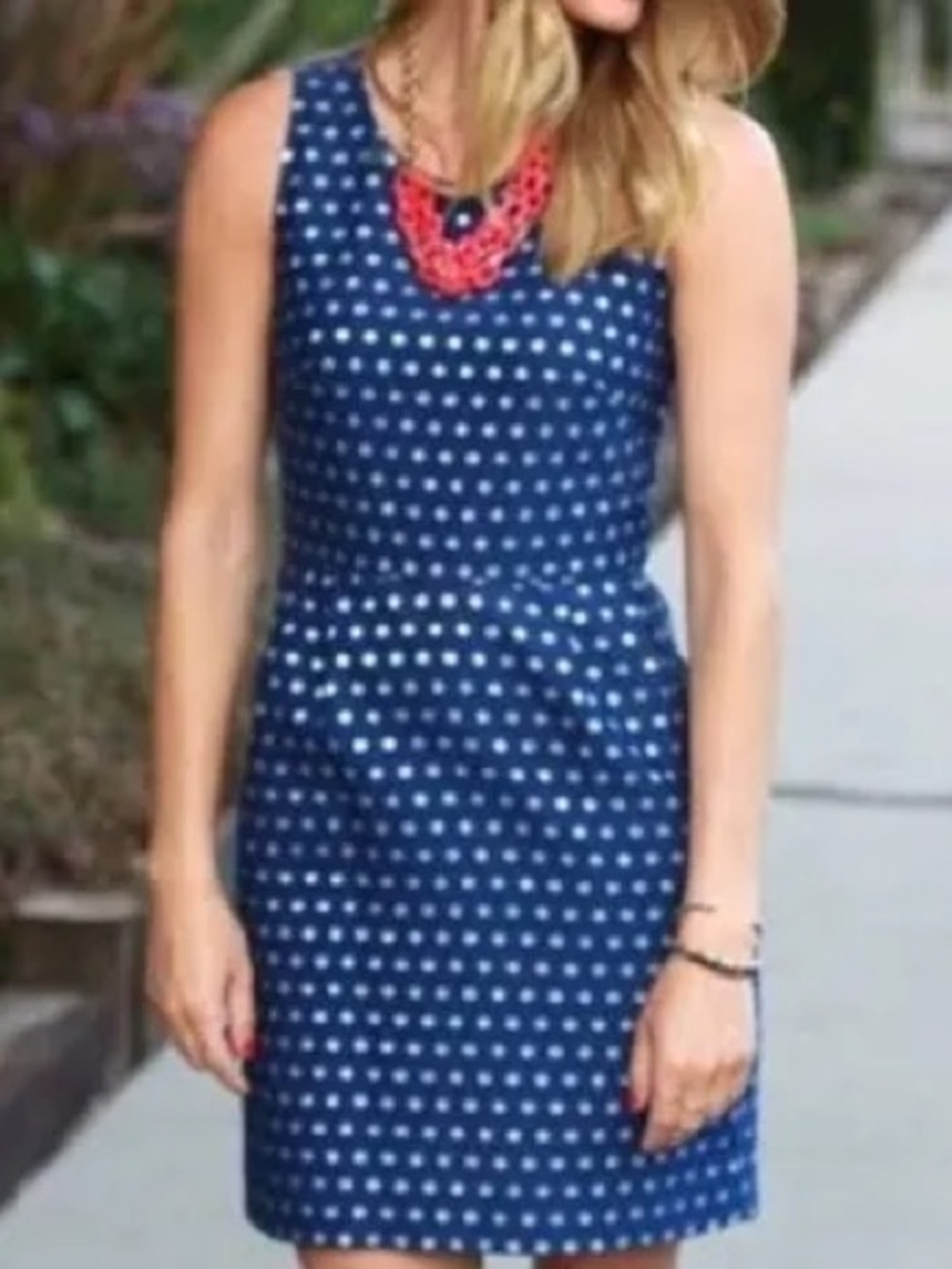 J. Crew Blue Polka Dot Sleeveless Fit-and-Flare Mini Dress